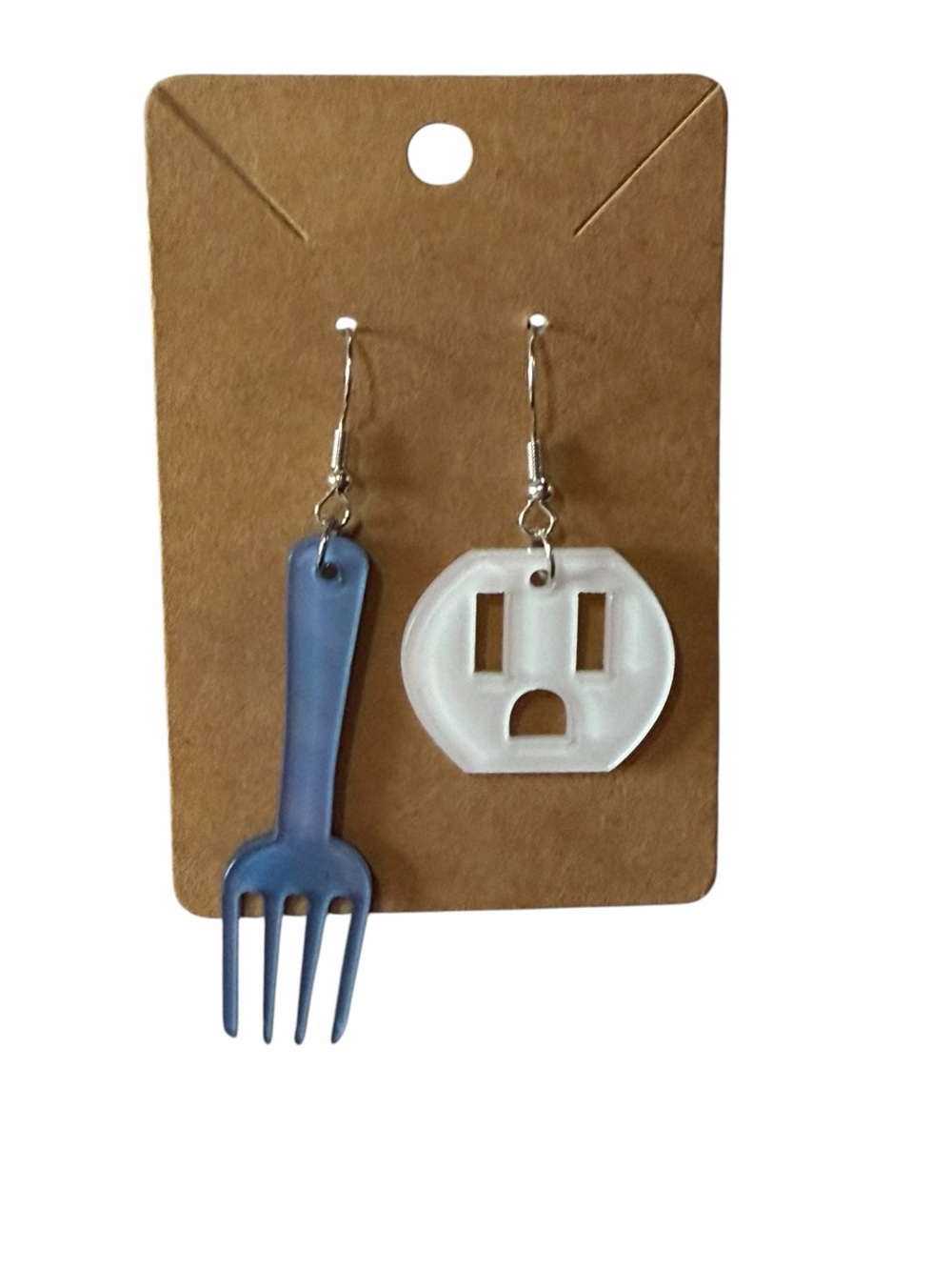 Novelty Asymmetrical Blue and White Dangle Earrings